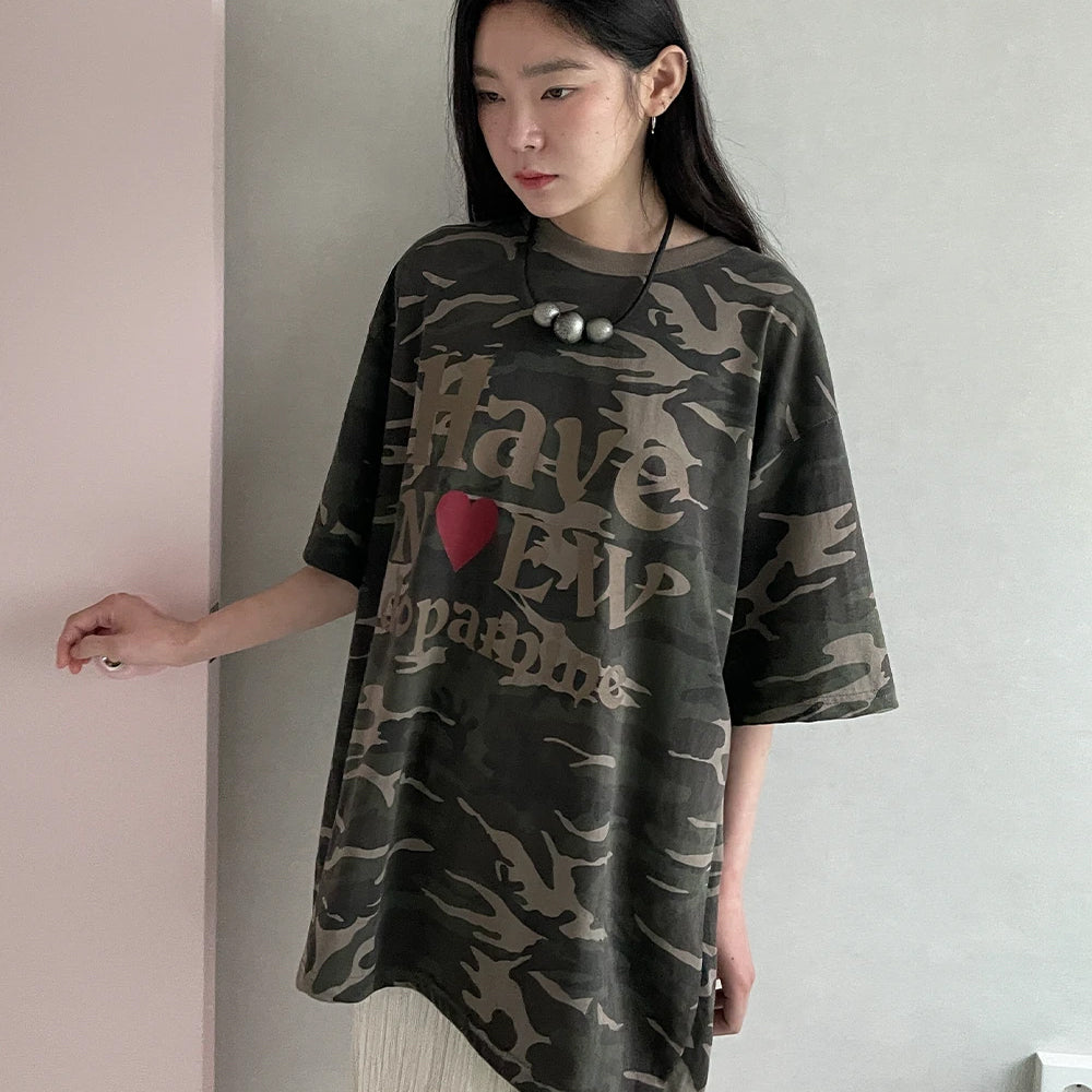 허츠니 카모 레터링 반팔
