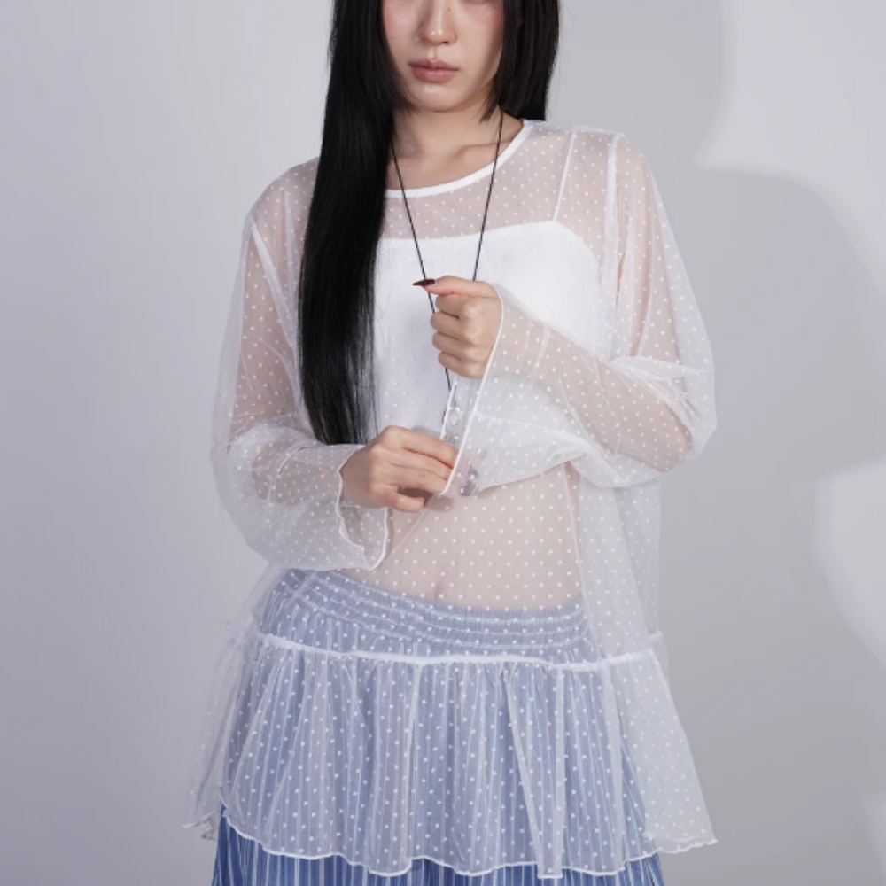 라벤틱 시스루 도트 롱슬리브